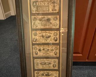 Framed Collection of Obsolete Bank Note Reproductions