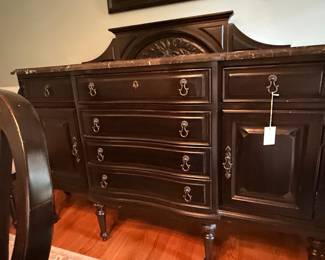 Antique French Country Sideboard with Marble Top