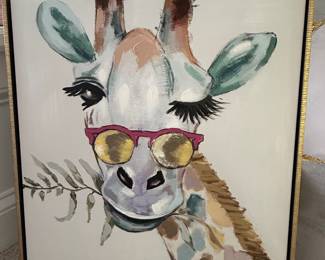 CosmoLiving by Cosmopolitan Giraffe with Pink Sunglasses Canvas Wall Art