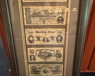 Framed Confederate States of America Currency Replica Set