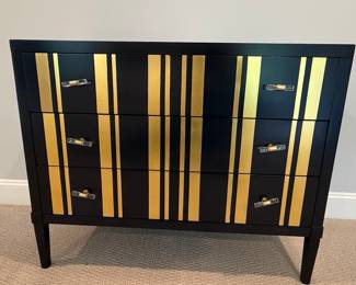 Walter E. Smithe Black and Gold Stripe Three-Drawer Chest