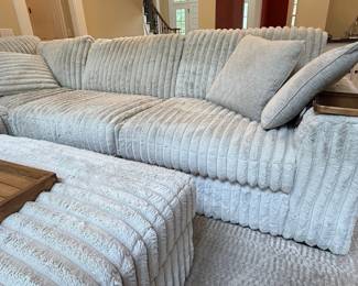 Signature Design by Ashley "Stupendous" Oversized Ribbed Corduroy Modular Sectional with Ottoman