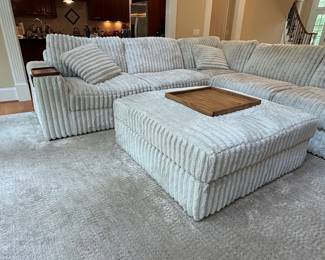 Signature Design by Ashley "Stupendous" Oversized Ribbed Corduroy Modular Sectional with Ottoman