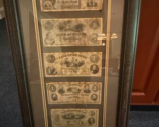 Framed Collection of Obsolete Bank Note Reproductions