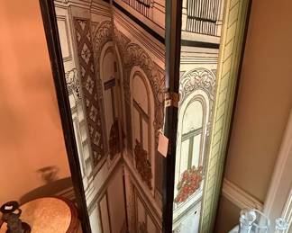 Maitland Smith Hand Painted Neoclassical 4-Panel Folding Screen Room Divider
