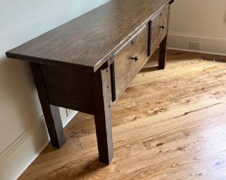 Rustic Farmhouse Table with Two Large Drawers