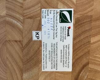 Powell Brand Label on Butcher Block