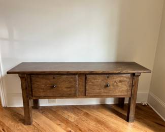 Rustic Farmhouse Table with Two Large Drawers