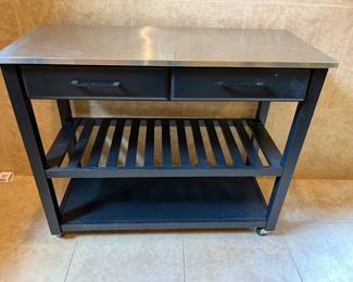 Portable Kitchen Cart with Stainless Steel Top