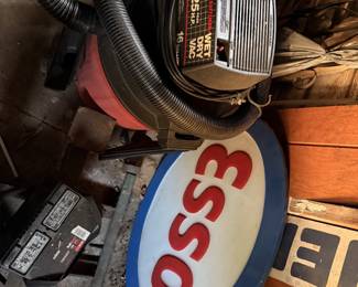 Shop vac, Large plastic Esso Sign