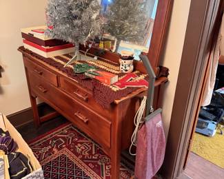 Cushman Maple Set of Drawers, Mirror, Vintage Christmas