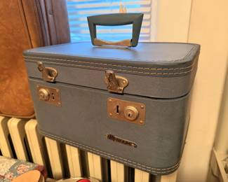 Vintage Blue Suitcase with Keys