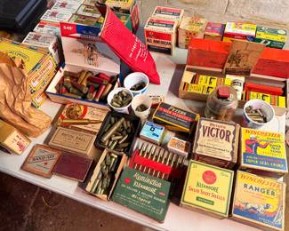 Rifle and shotgun, ammunition, and vintage boxes