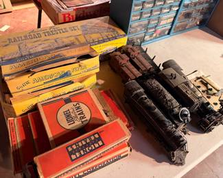 Various trains, accessories, and parts