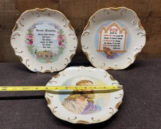 Three decorative gold trim plates Japan