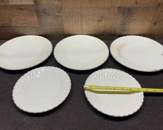Three dinner plates two salad plates