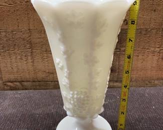 Grape milk glass vase
