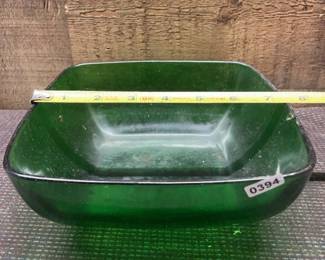 Green glass dish