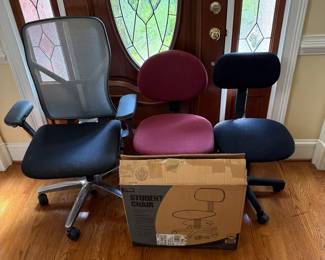 Office Chairs ALLSTEEL 19 ergonomic mesh office task chair, and 2 rolling chairs