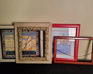 Trifold Vanity Mirror, Nautical Regatta Print Picture Frames