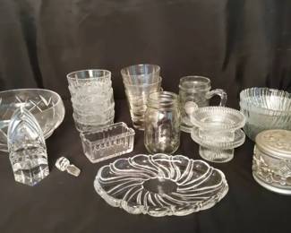 Assorted Clear Glassware Crystal Lot Bowls, Dishes, Mugs More