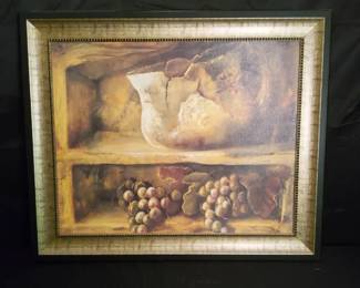 Framed Still Life Grape Painting
