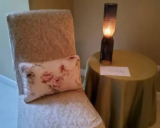 Upholstered Chair, Accent Table Unique Lamp