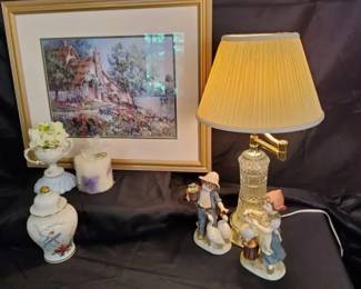 Vintage Kelvin Collectibles, Barbara Mock Art Crystal Lamp