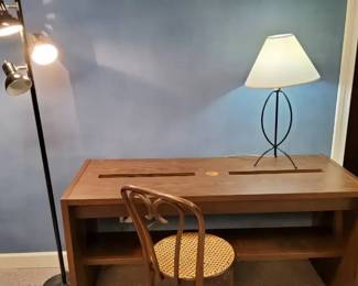Office Furniture Set Desk, Cane Chair Lighting Duo
