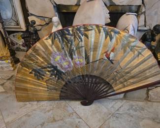 X-large hand painted Asian wall fan
