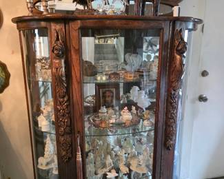 Antique oak curio cabinet