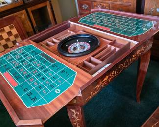 There's a chess board, and roulette 