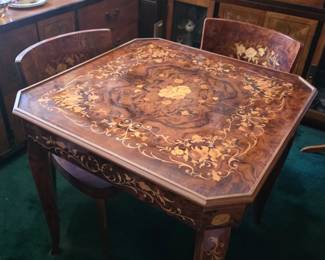 Italian inlaid wood game table