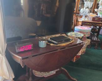 TV and Antique drop leaf table