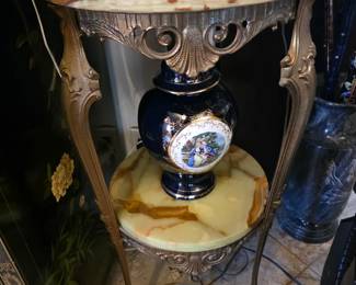 Beautiful ornate round marble side table