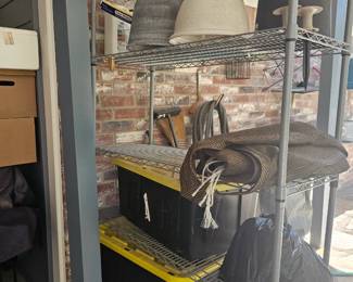 storage shelf with pots
