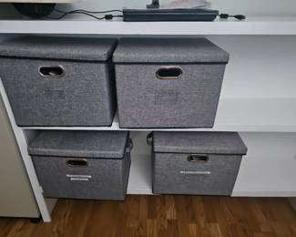 storage shelf and boxes