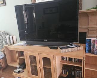 Entertainment console with storage and smart flatscreen