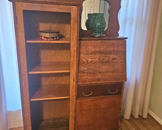 antique display cabinet/ desk, needs glass or can be uses as is