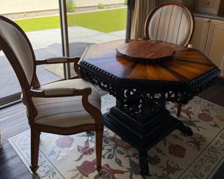 Octagon Starburst Table w 2 Arm Chairs