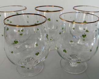 Vtg Irish Shamrock Brandy Snifters s/4