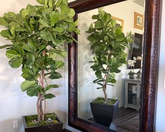 Mirror Beveled 62 1/2 w x 86 1/2 h, Faux Fig Tree in Metal Pot 7 1/2' 