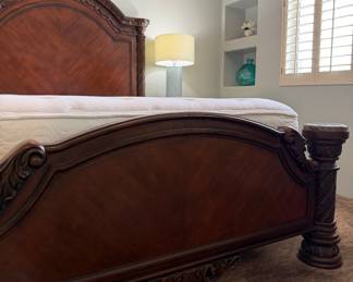 Queen Bed, Queen Mattress/BS, Side Tables pr, Table Lamps pr