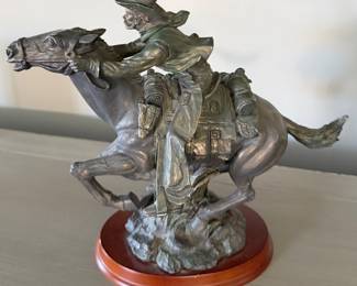 Art Sculpture Cowboy on Horse Resin 10"