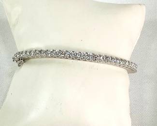 Moissanite and Silver Bangle