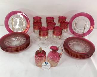 Set of Hobnail Glass Dishes & More