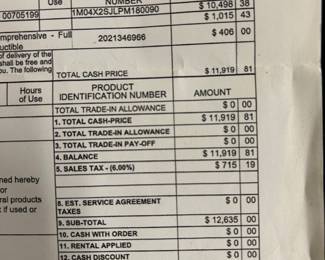 Sales Receipt for the Gator
