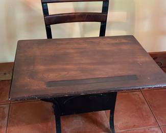 Antique Wooden School Desk
