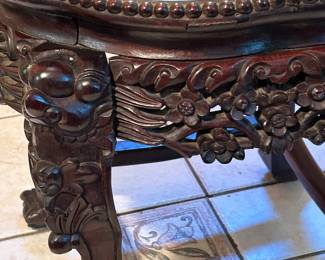 Up Close of the Carved Marble Top Table
