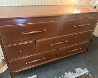 Mid Century Solid Dresser with Wall Mirror